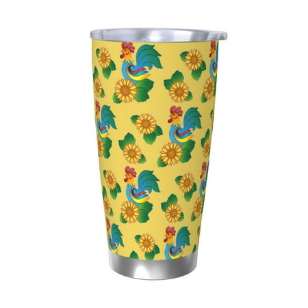 

Vsdgher Roosters And Sunflowers 20 Oz Stainless Steel Vacuum Insulated Travel Mug Coffee Cup for Home Office Outdoor Works Great for Ice Drinks and Hot Beverage -Without Straw