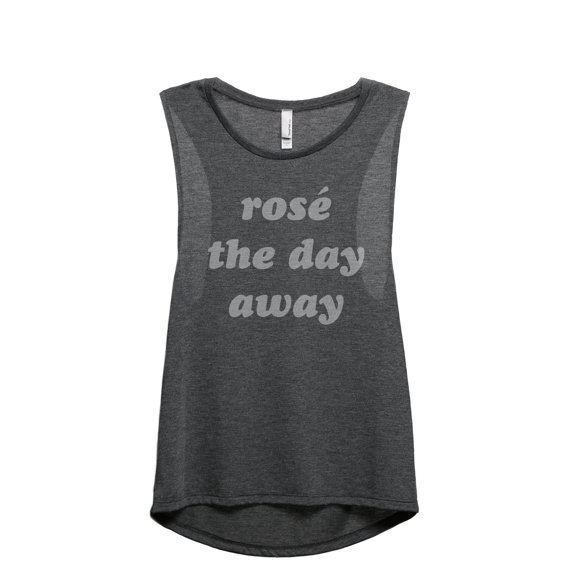 Rose The Day Away Women's Fashion Sleeveless Muscle Workout Yoga Tank Top Charcoal Grey 2X-Large