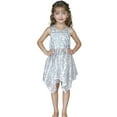 thumbnail image 4 of HXWCHs Robe Unie Filles Robe de Performance Asymétrique à Couches avec Shorts Intégrés Jupe Tutu pour Fêtes de Danse et Argent 3-6 Ans, 4 of 7