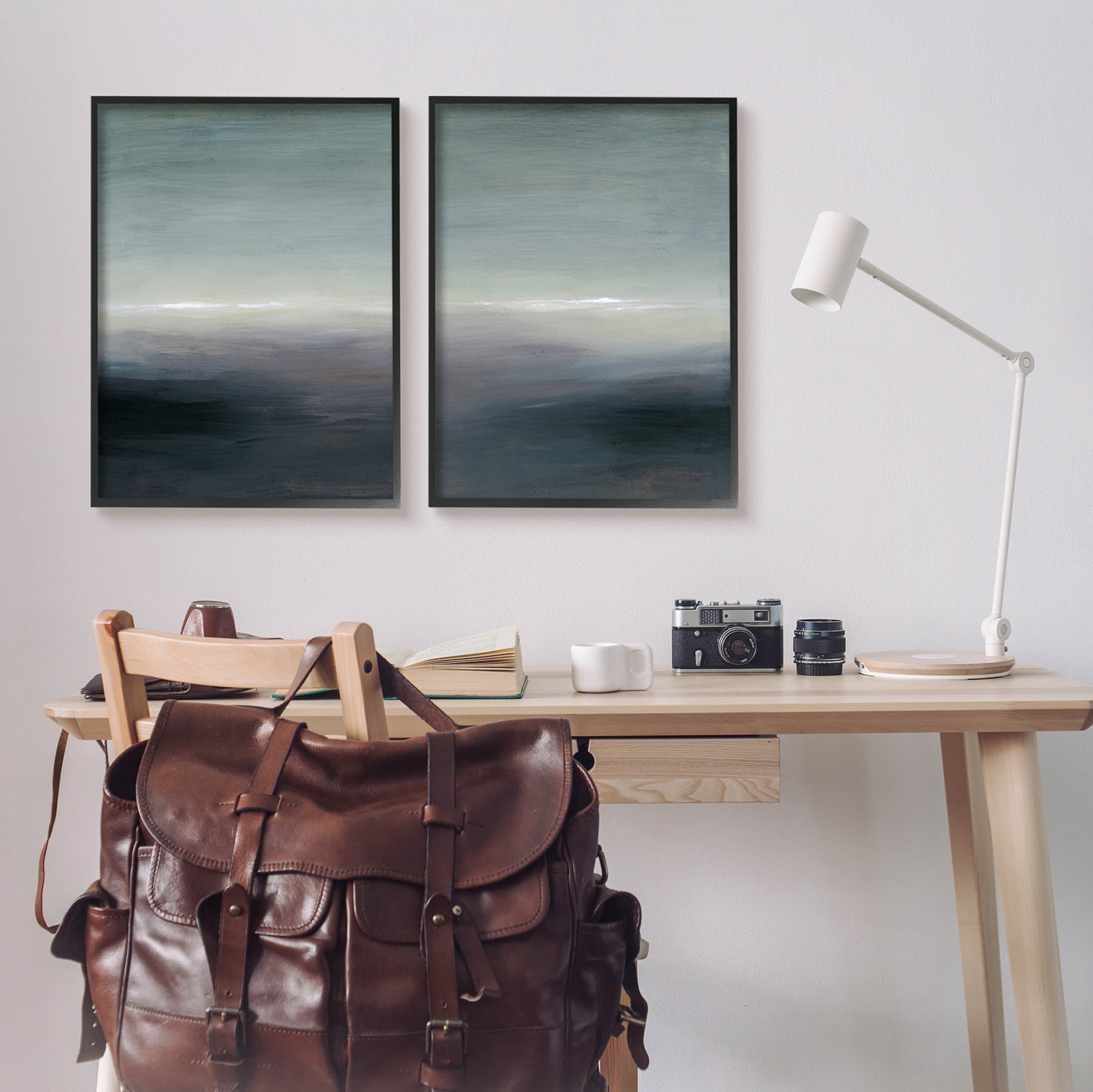 Stupell Industries Dark Horizon Landscape Scene Painting Black Framed Art Print Wall Art, Set of 2, Design by Grace Popp