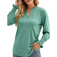 thumbnail image 3 of TEMOFON Womens Tops Long Sleeve Shirts Fall Casual V-neck T-Shirts Loose Puff Long Sleeve Tops Tunic Flowy Blouses Dressy Lightweight Pullover Sweatshirts, 3 of 5