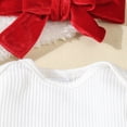 thumbnail image 5 of NOLDARES Baby Girls Fall Outfit Bow Print Ruffle Romper Suspender Skirt Headband 3PCS Infant Toddler Christmas Dresses(Red,3-6 Y), 5 of 9