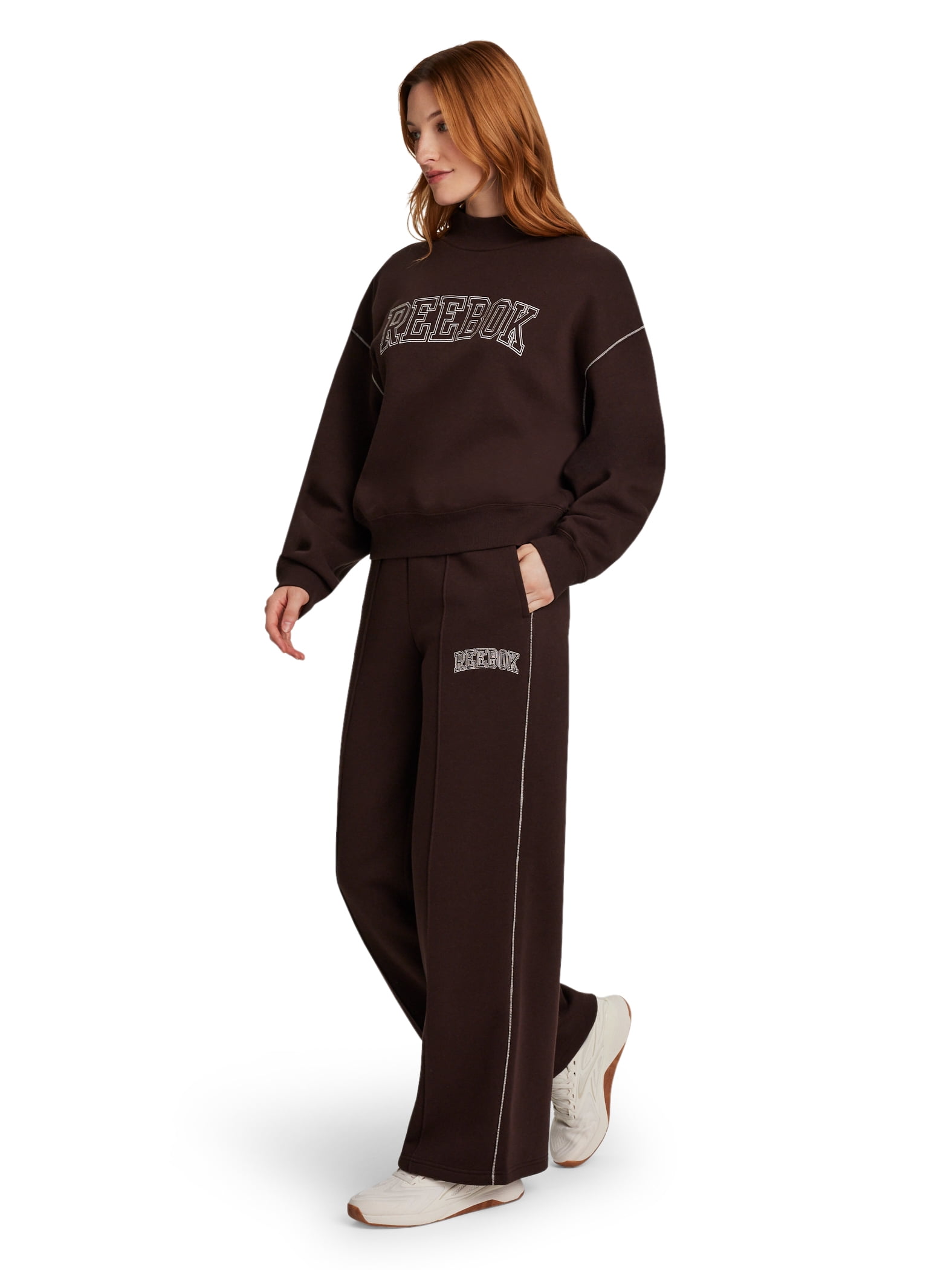 Reebok Women's Game Day Fleece Contrast Stitch Wide Leg Pant, Sizes XS-4X