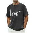 thumbnail image 1 of Tops para hombre, blusas y camisas de cuello redondo y manga corta para hombre. Camiseta/camisa informal de cuello redondo y manga corta con estampado de corazones para hombre. Tops de poliéster para, 1 of 4