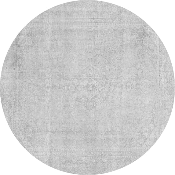 Ahgly Company Indoor Round Abstract Gray Modern Area Rugs, 8' Round