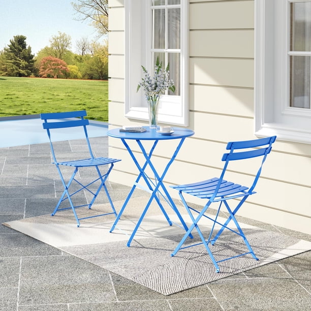 Garvee juego bistró plegable de 3 piezas con mesa y 2 sillas, estructura metálica para espacios pequeños, ideal para balcón, patio, jardín o interior