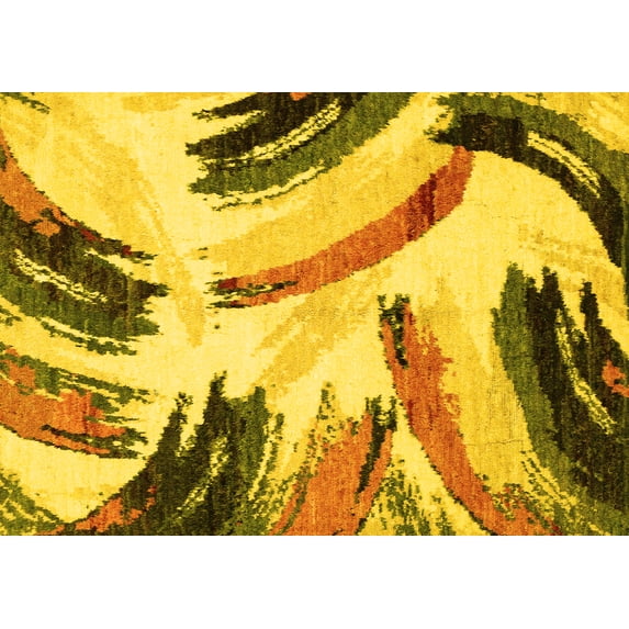 Ahgly Company Indoor Rectangle Abstract Yellow Modern Area Rugs, 5' x 8'