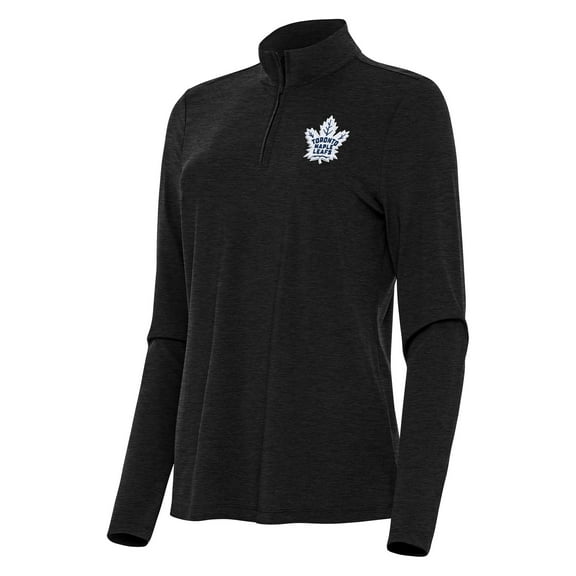 Women's Antigua  Heather Black Toronto Maple Leafs Bright Quarter-Zip Top