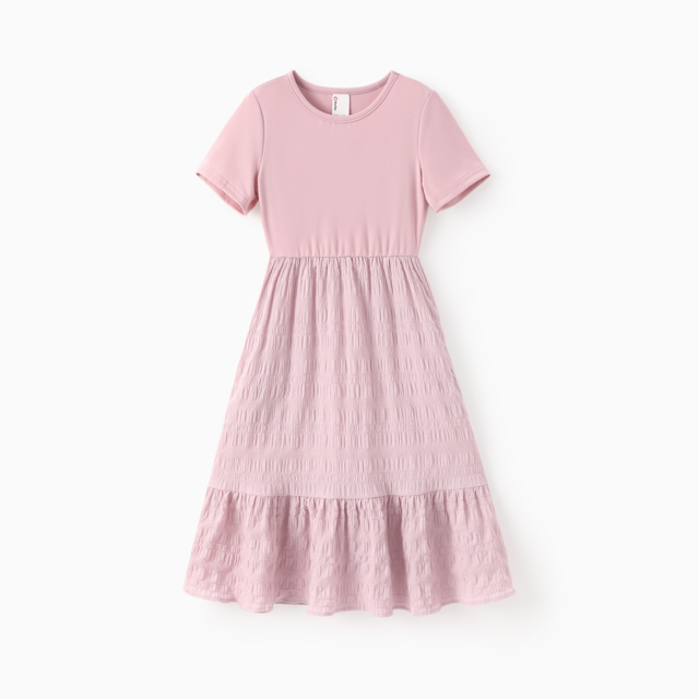 PatPat Robe Décontractée pour Fille en Coton Uni Blanc à Manches Courtes avec Ourlet à Volants