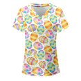 thumbnail image 1 of Easter Scrub Tops Women Bunny Egg Hunt Print Medical Scrub Tops, 1 of 2