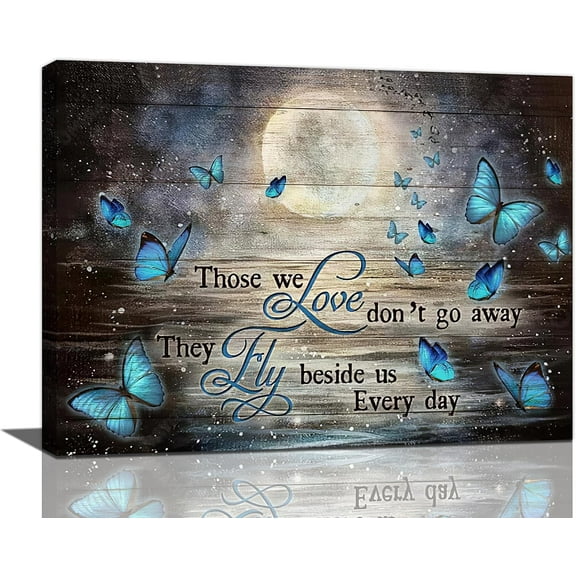Butterfly Canvas Wall Art Butterfly with Moon and Stars Pictures Wall Decor Butterfly and Love Canvas Painting Prints Artwork Modern Home Decoration Framed for Living room Bedroom Bathroom 12"X16"