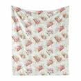 thumbnail image 1 of Shabby Flora Soft Flannel Fleece Blanket, Nostalgic Themed Bunch of Magnolia Buds Rococo Poetic Fresh Nature, Cozy Plush for Indoor and Outdoor Use, 60" x 80", Green Pink Off White, by Ambesonne, 1 of 6