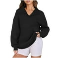 thumbnail image 1 of WEAIXIMIUNG Sweat à Capuche Zippé pour Femmes Léger Pull Uni Col en V Sans Capuche Manches Longues, 1 of 5