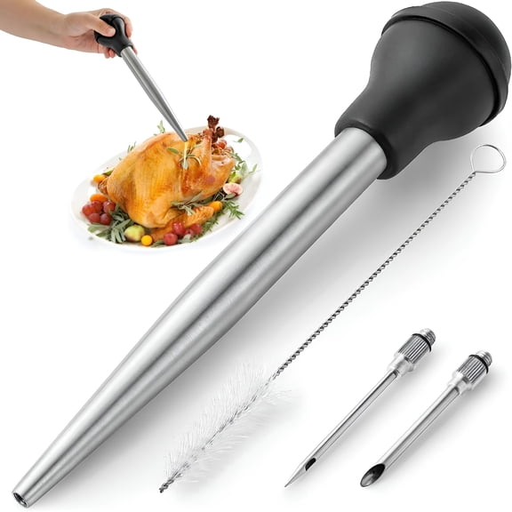ACDANC Kitchen Stainless Steel Turkey Baster for Cooking Metal Turkey Baster Injector