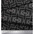 thumbnail image 3 of Soimoi Black Rayon Fabric Leaves & Floral Geometric Print Fabric by the Yard 56 Inch Wide, 3 of 3