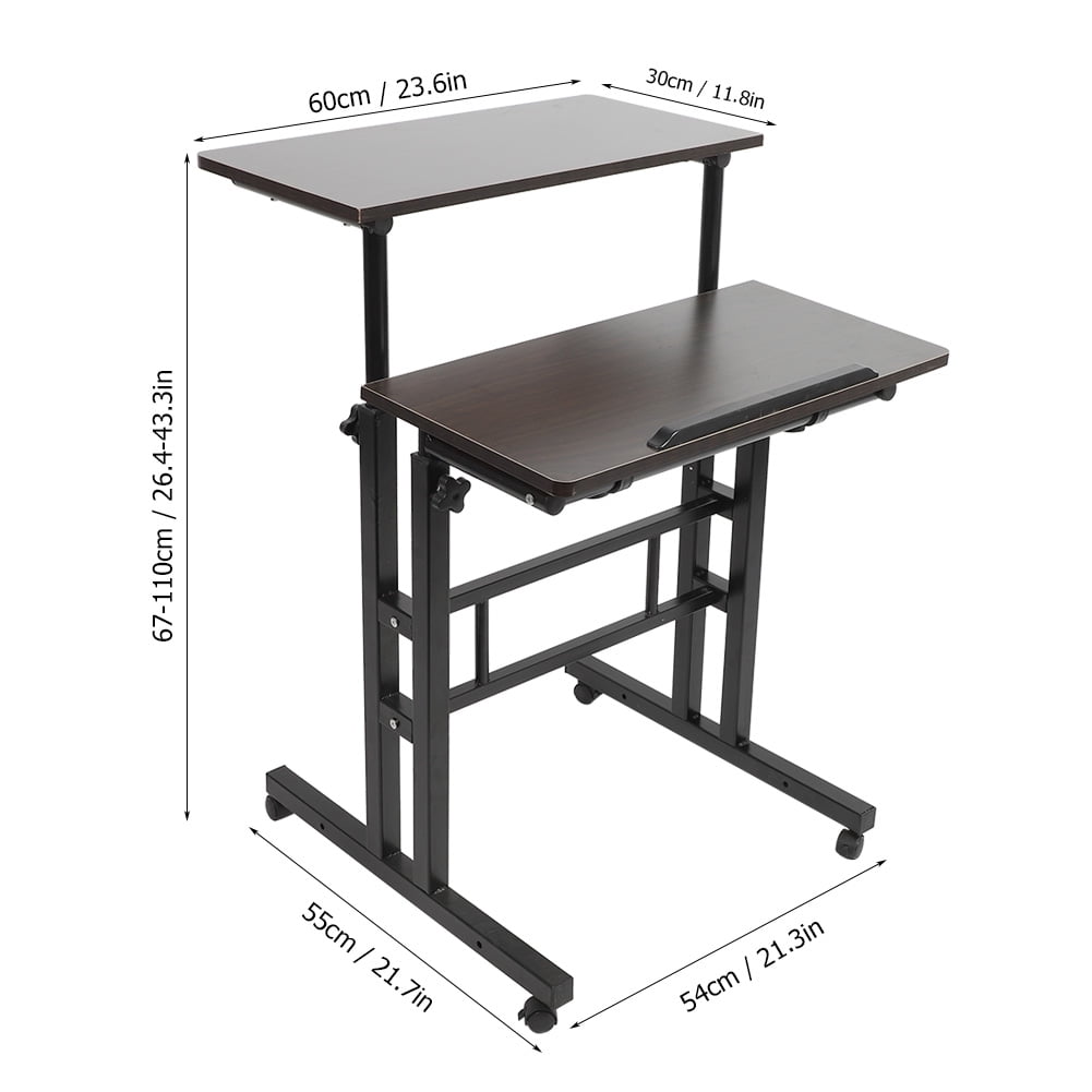 67~110cm Adjustable Height Standing PC Laptop Desk Computer Table Mobile Wheels 