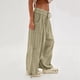 thumbnail image 5 of Pantalones Holgados Informales de Algodón para Mujer, de Pierna , con Costuras de Cordón y Bolsillos. Caqui XXL, 5 of 9