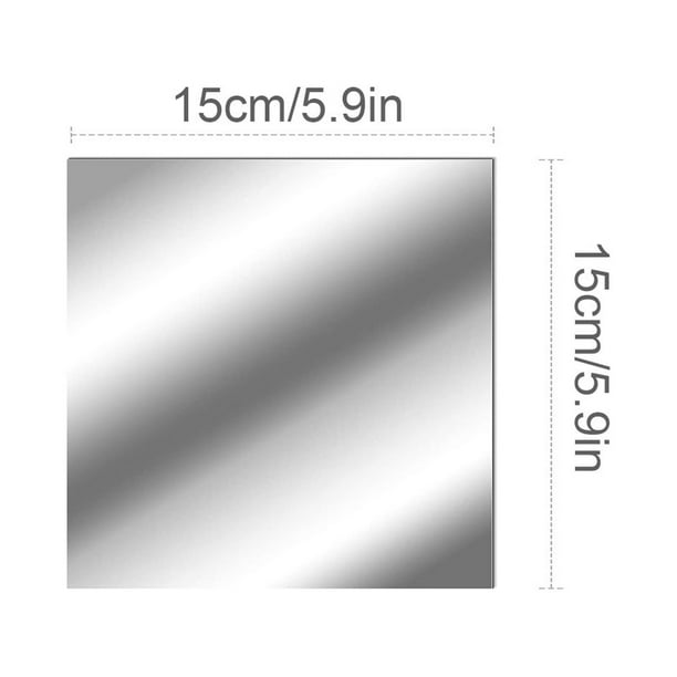 Fiudx Pegatinas de Pared de Espejo Acrílico, Diseño Extraíble, Esquinas Redondeadas Decorativas, Iluminan El Salón y El Dormitorio, Fáciles de Despegar, Aplicación Versátil, Juego de 4, 15 X 15 Cm