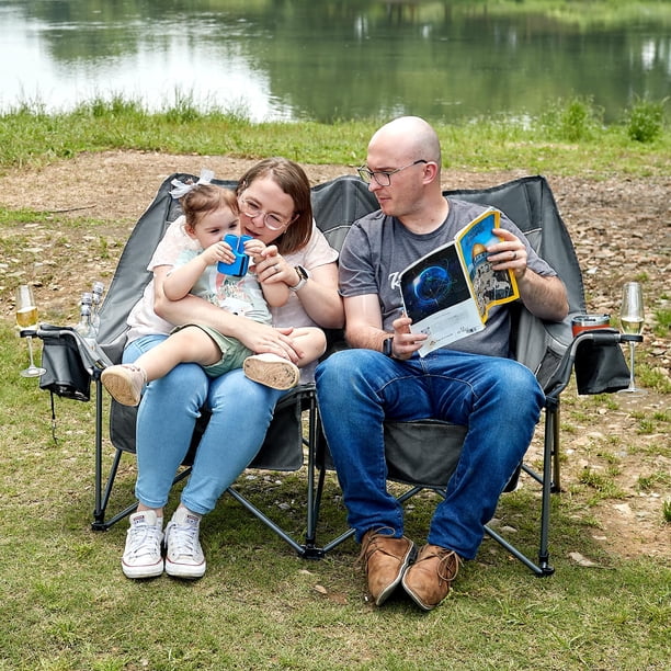 TIMBER RIDGE, Heavy Duty Double Camping Chair, 600 lbs Capacity