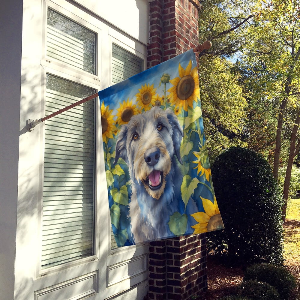 Irish Wolfhound in Sunflowers House Flag 28 in x 40 in