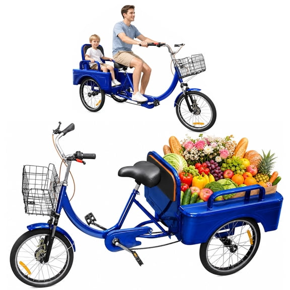 ICEELF 20 Inch Adult Tricycle, 3-Wheel Cruiser Bike for Women, Men and Seniors, Passenger and Cargo Trike with Front Basket, Low Step-Through Bicycle for Shopping, Recreation and Outdoor Riding