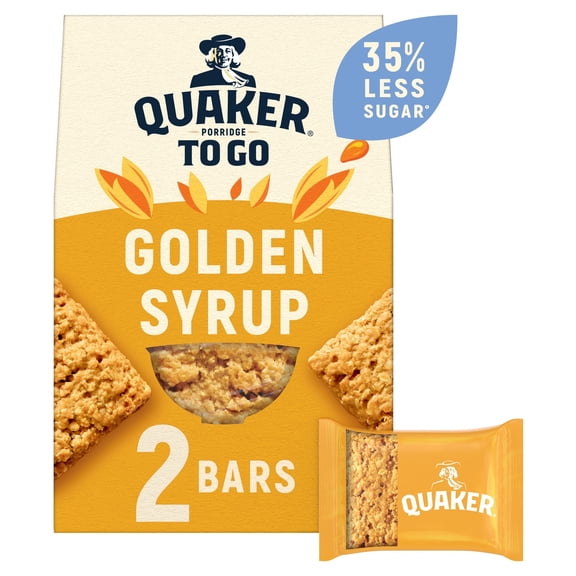 Quaker Breakfast Bars Golden Syrup Porridge To Go 2x55g, Imported from Britain