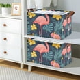 thumbnail image 2 of Yayeee Foldable Storage Basket for Shelves with Handles Set of 2 Waterproof Cloth Bins, Pink Floral Flamingo, 2 of 7