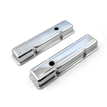 Speedmaster PCE314.1038.02 Compatible with Chevy SBC 350 Chrome Steel Valve Covers - Short w/ Hole