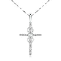 ANGARA Natural Diamond Cross and Infinity Pendant in 14K White Gold for Women (Size-1mm| Color-I-J| Clarity-I1-I2) | April Birthstone, Anniversary, Jewelry Gift for Women | Natural Diamond Necklace