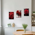thumbnail image 3 of ZHONGYUTONG Red Rose Canvas Wall Art 3 Pieces Elegant Rose Flower Painting Prints Blooming Floral Picture Romantic Artwork Home Decor Framed (11.00" x 14.00" x 3PCS), 3 of 6
