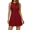 thumbnail image 2 of HAPIMO Women's Dress Crew Neck Sleeveless Short Length Fashionable Casual Wear Modern Classic Wine S, 2 of 8