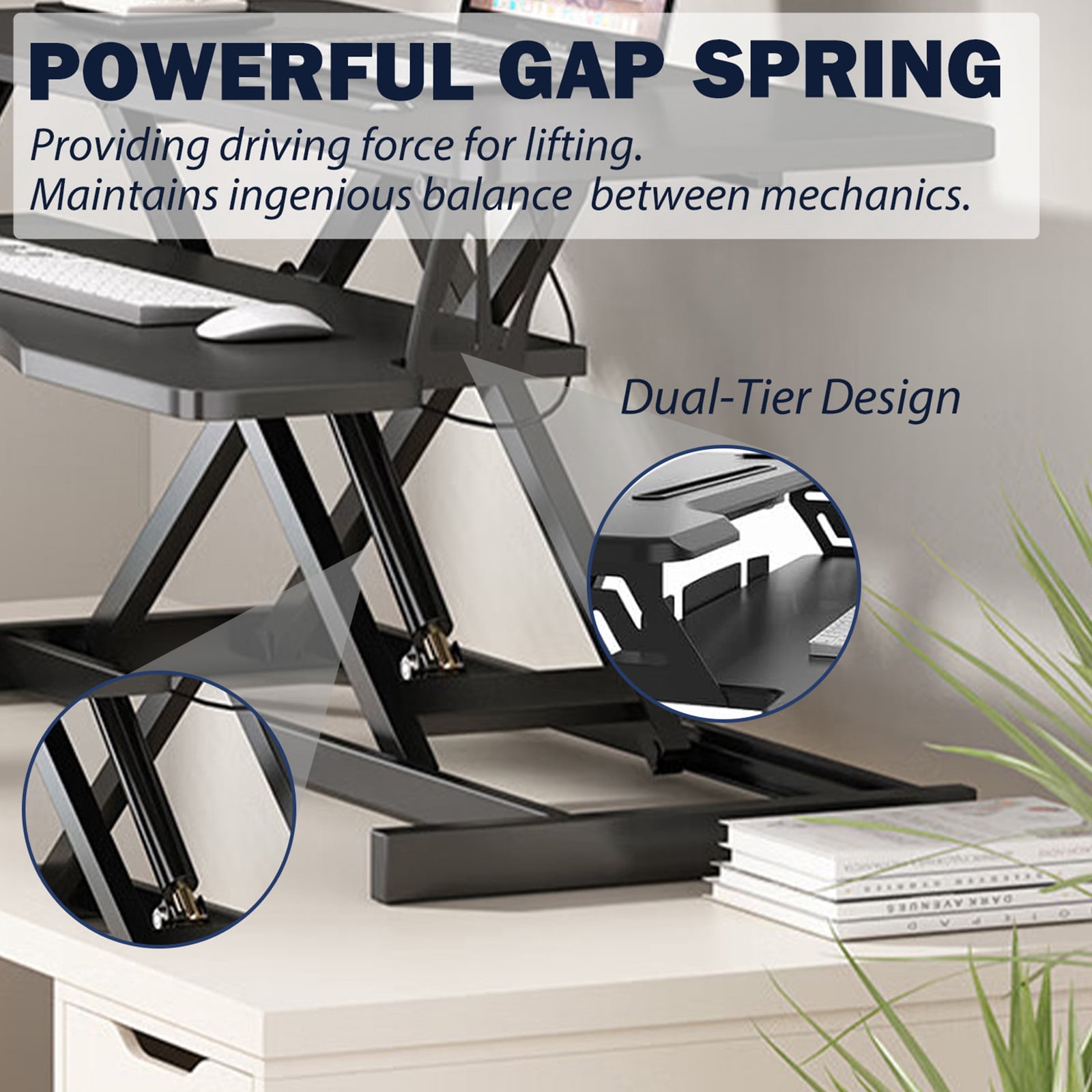 Stand Up Desk Riser 32 Inch, Height Adjustable Laptop Sit Stand Desk Riser Laptop Workstation for Table Tops and Home Office with Keyboard Tray, White