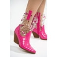 thumbnail image 4 of Cape Robbin Women Cowgirl Cowboy Western Ankle Boots Pointy Toe Rhinestone Studs Short Heel Clear Booties CHRIENA Hot Pink Fuchsia 7, 4 of 6