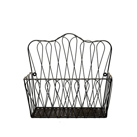Kitchen Wall Baskets JMiles UH-HB236 Wall Mount Wire Basket for Magazines, Fruit, and Files - Wall Mounted or Freestanding Countertop ()
