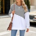 thumbnail image 5 of BangWanChi Long SLeeve Shirts for Women Women's Casual Striped Long-Sleeved Crew-Neck Tops, 5 of 5