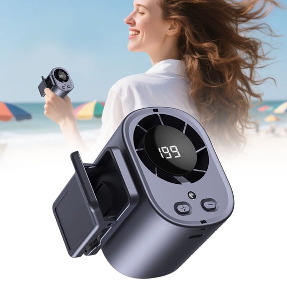 Barhoo Mini Clip-On Fan, 100-Speed Rechargeable Portable Fan with Led Display, Portable Strong Clamp,, Hands-Free Personal Cooling for Work, Travel, Stroller & Camping(Grey)