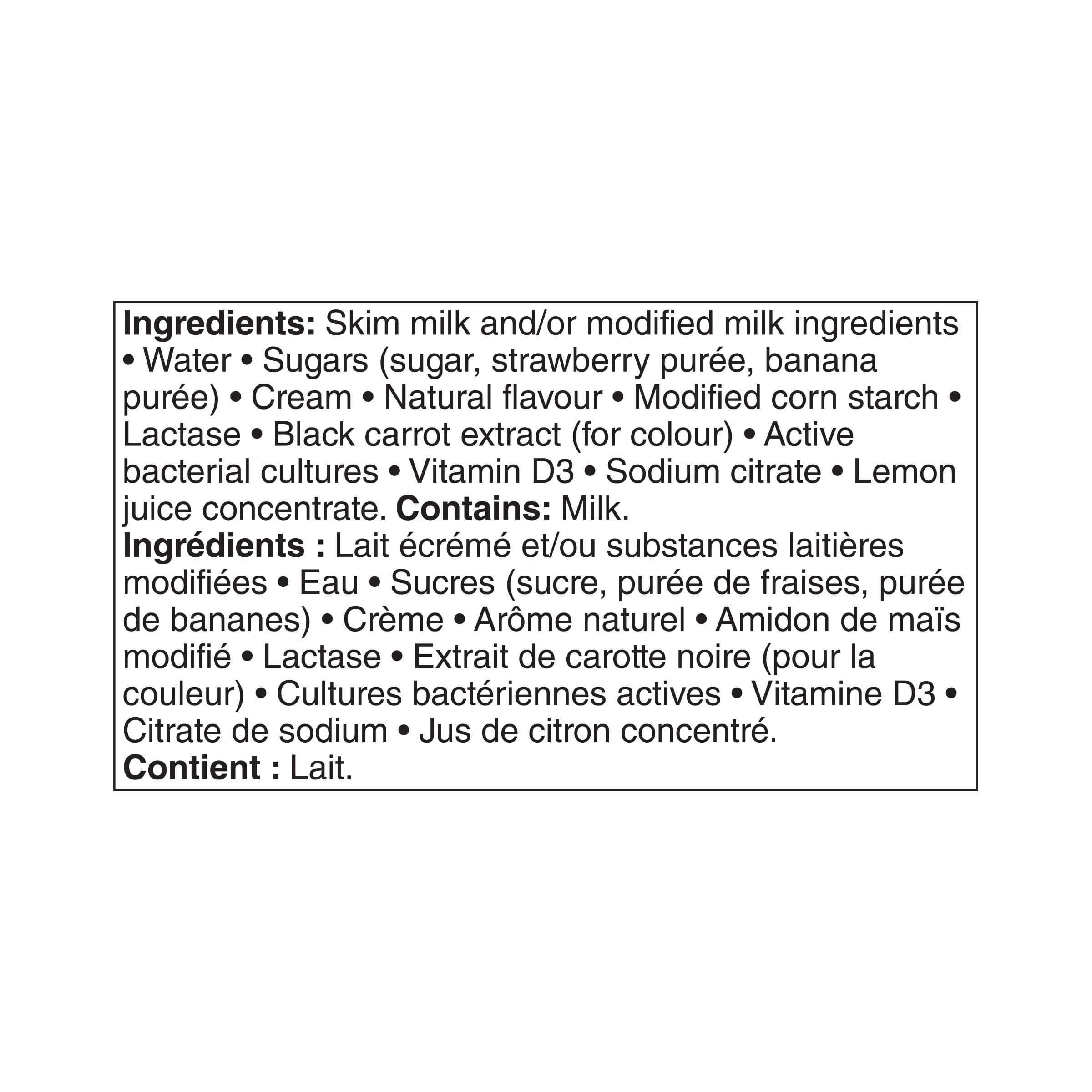 Yogourt à boire fraise-banane Great Value 6 x 93 mL