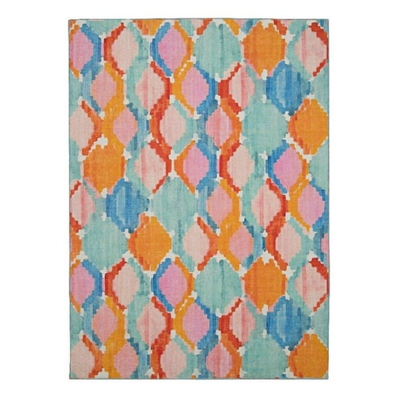 Linon Indoor Outdoor Machine Washable Grove Accent 2'x3' Rug in Aqua Blue