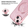 thumbnail image 5 of DOMAVER iPhone 13 Case 6.1" - Magnetic Clear Glitter Cover, MagSafe Compatible, Shockproof Protective with Camera Lens Protector (Pink), 5 of 10