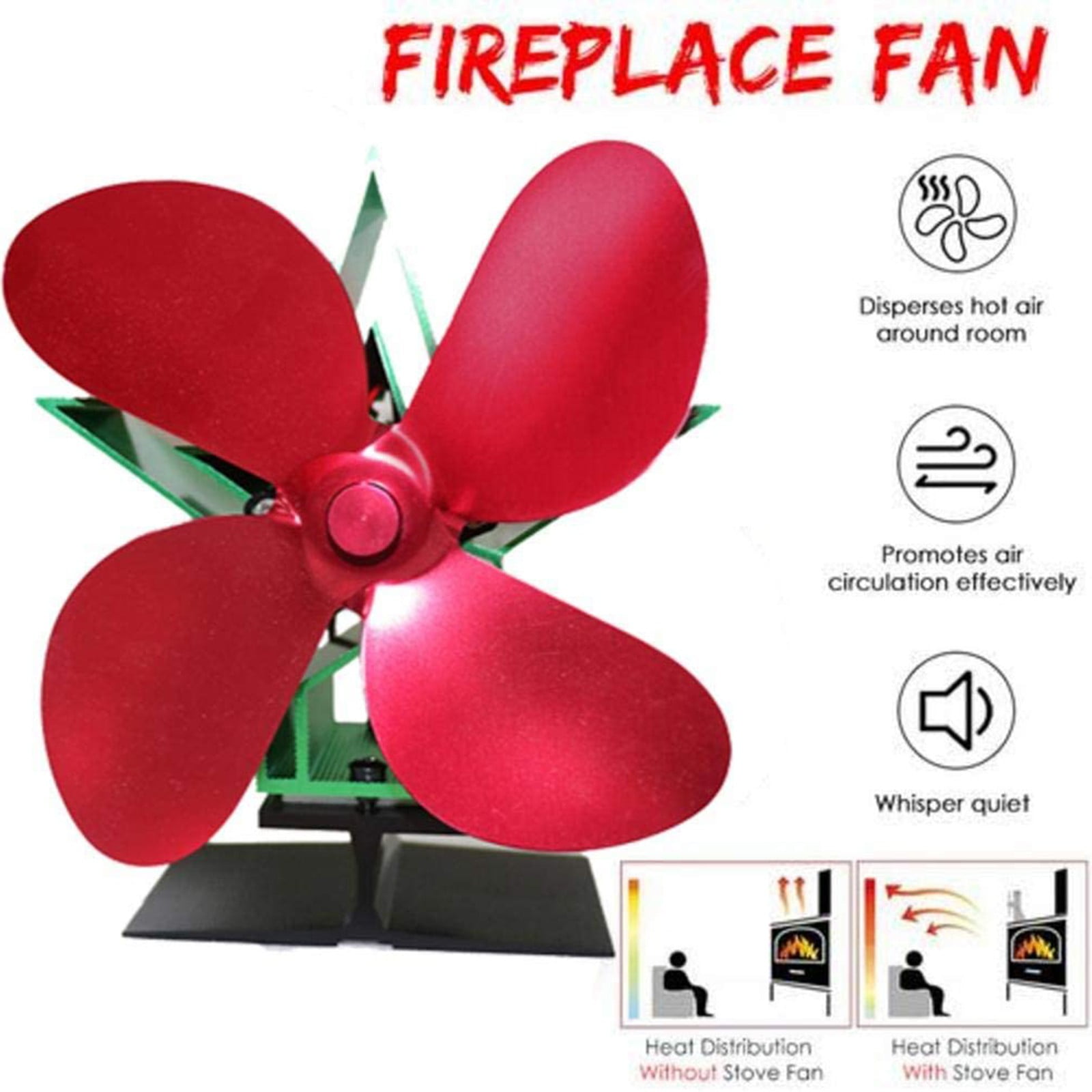 Penkiiy Stove Fan Wood Stove Fans Fireplace Fan Heat Powered Fan With 4