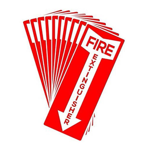 Fire Extinguisher Stickers, 4.25" x 11", 10 Pack, Durable, Self