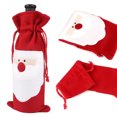 thumbnail image 2 of IC ICLOVER Wine Bottle Covers, 2 Pack Santa Claus Wine Bottle Toppers Decorative Christmas Holiday Dining Table Decor Party Gift, 2 of 7