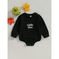 thumbnail image 2 of Cenuakty Baby Boy Romper, Long Sleeve Crew Neck Embroidery Letters Fall Bodysuit Halloween Clothes, 2 of 9