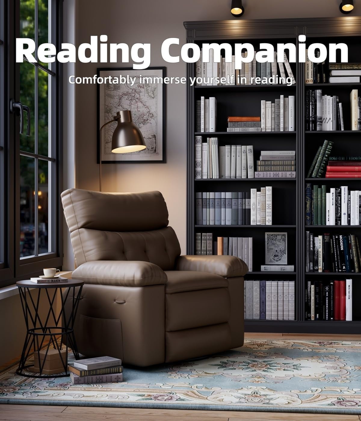 Oversized Recliner Chairs with Massage and Heat - 360° Swivel Lazy Rocking Chair for Adults with Remote Control for Living Rooms, Bedrooms and Nurseries - Tan
