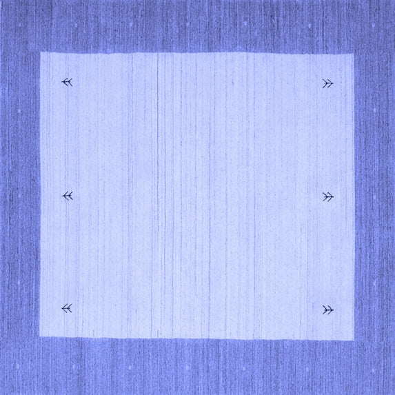 Ahgly Company Machine Washable Indoor Square Solid Blue Modern Area Rugs, 6' Square