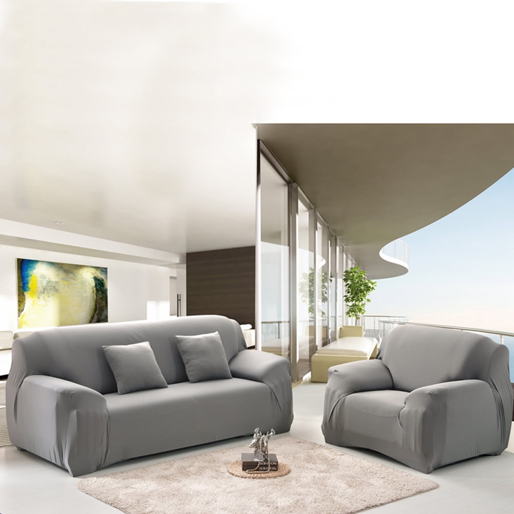Sofa Slipcover L Shape Sofa Cover Non Slip with Elastic Bottom Furniture Protector Cover Solid, Gray