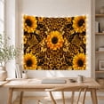 thumbnail image 5 of Golden Sunflowers Around Leopard Spots and Striped Leaves, Dramatic Boho for Flower Lovers, Botanical Wall Art, New Home Gift, Tapestry Wall Hanging for Living Room and Studio, 5 of 7