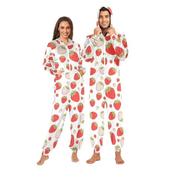 joogoo Strawberry Red Unisex Adults Onesies Pajamas Jumpsuits L