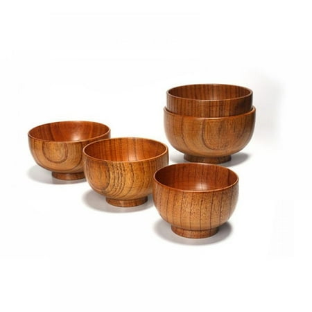 

Handmade Wood Bowl Round Bowl Anti-hot for Rice Soup Dip Coffee Tea Decoration