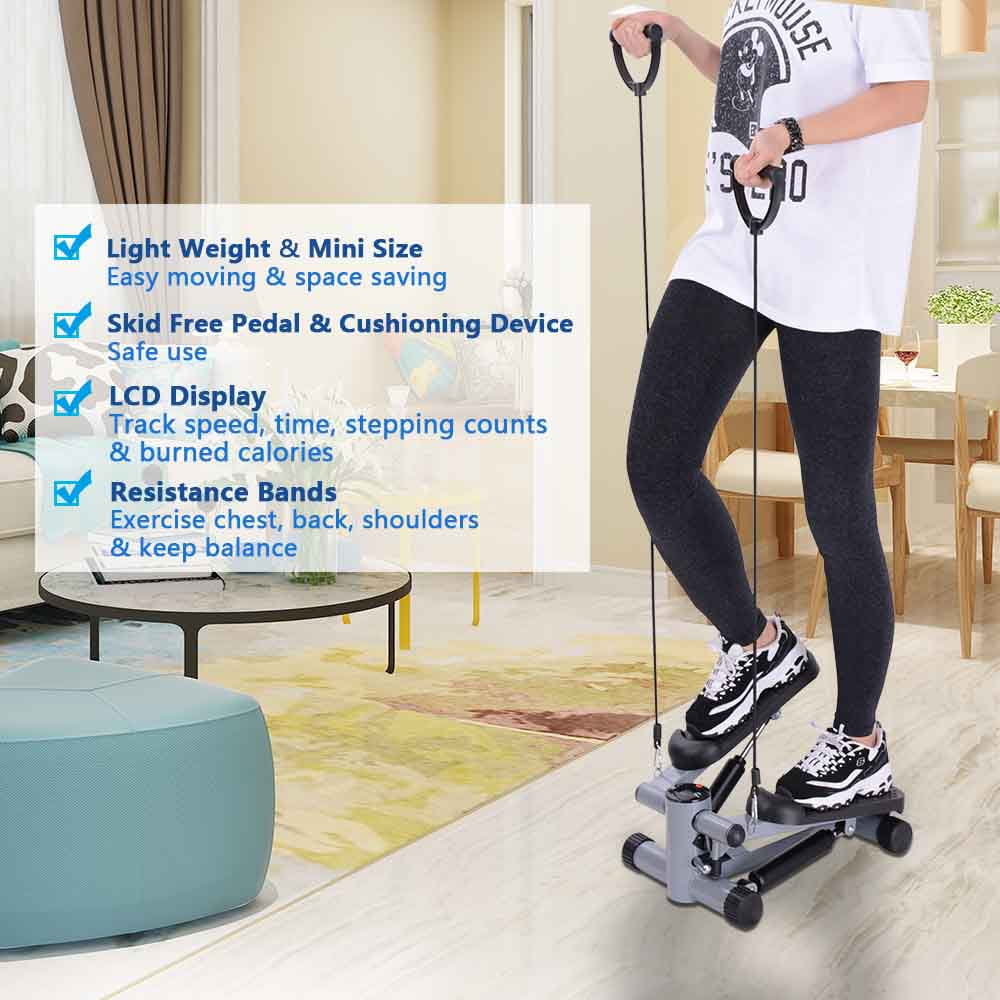 Air Stepper Climber Exercise Fitness Thigh Workout Machine Gym Trainer w/ Bands 